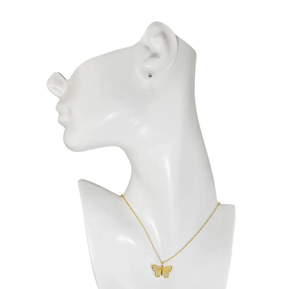 Crystal CZ Butterfly Necklace (Goldtone)