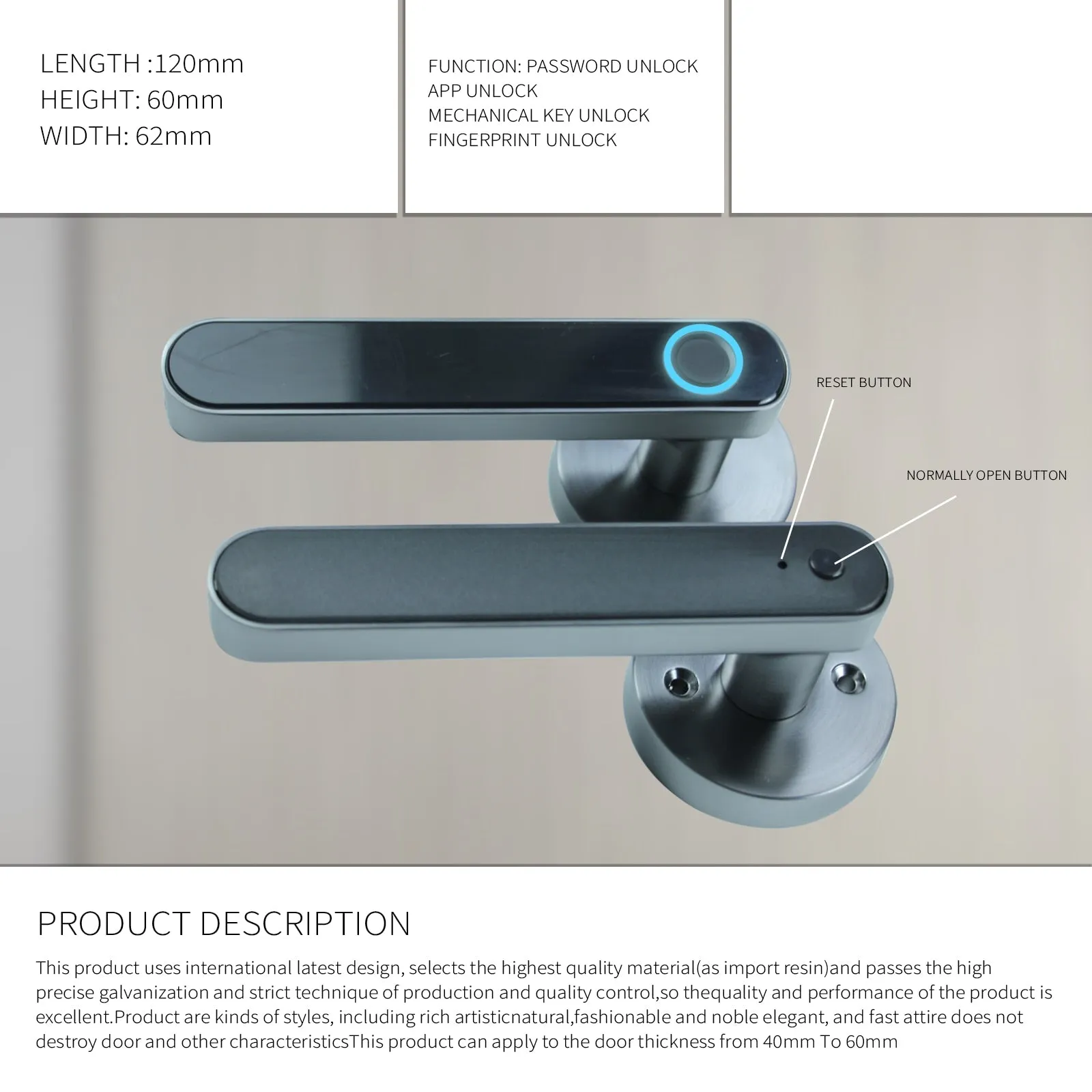 Electronic Smart Door Lock Biometric Fingerprint Door
