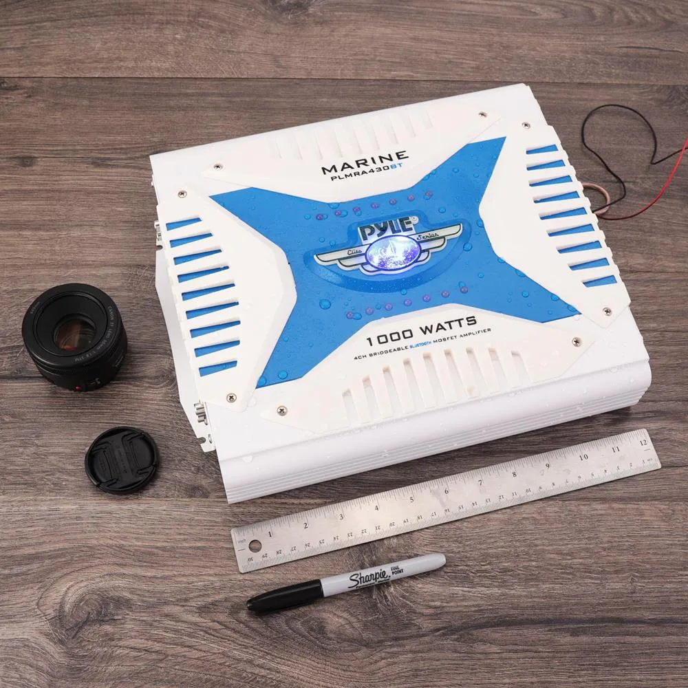 Elite Series Waterproof Bluetooth Amplifier, Bridgeable 1000 Watt 4-Channel Amp