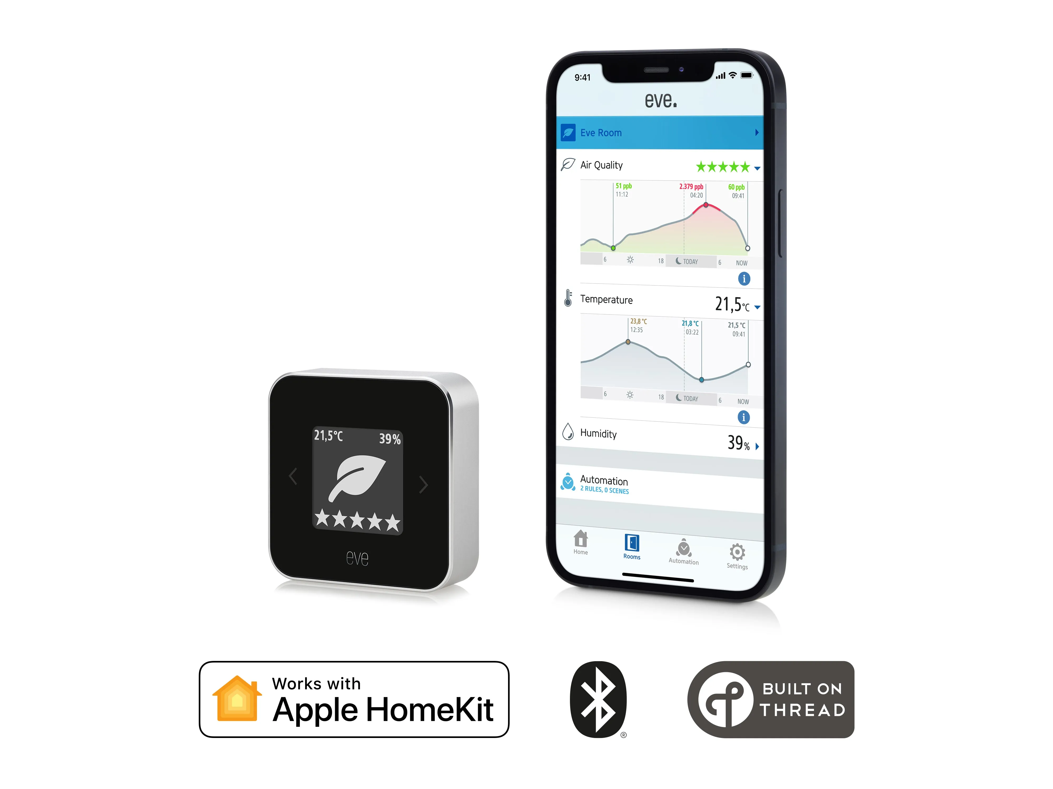 Eve Room Indoor air quality sensor with Apple HomeKit technology