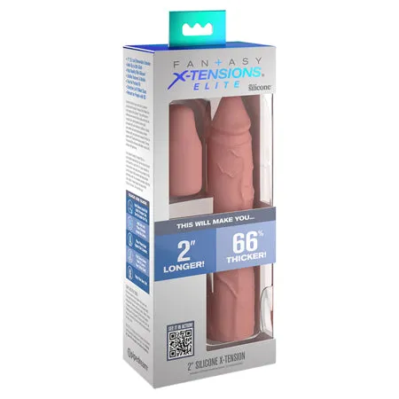 Elite 2-Inch Silicone Penis Extension by Fantasy X-tensions - Light Tan