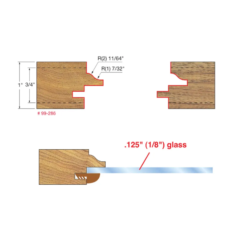 Freud 2" Glass Panel Cabinet Door Bit Set (1/2" Shank)