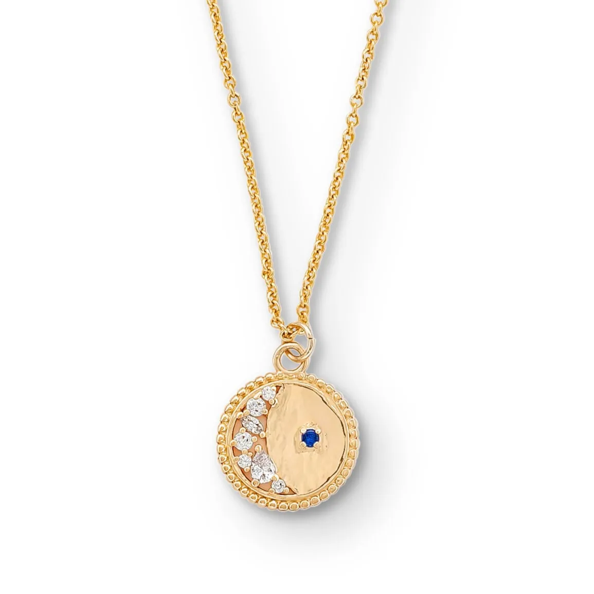 Funston Moon with CZ Pendant Necklace