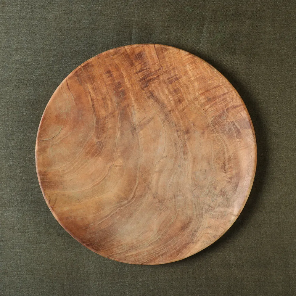 Hand Carved Natural Neem Wood Dinner Plate (9 in)
