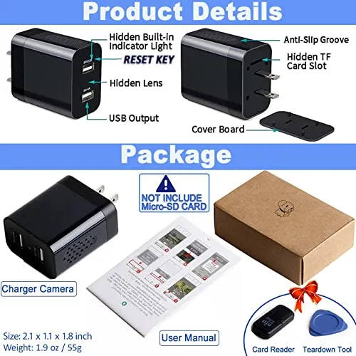 Hidden WiFi Charger Spy Camera
