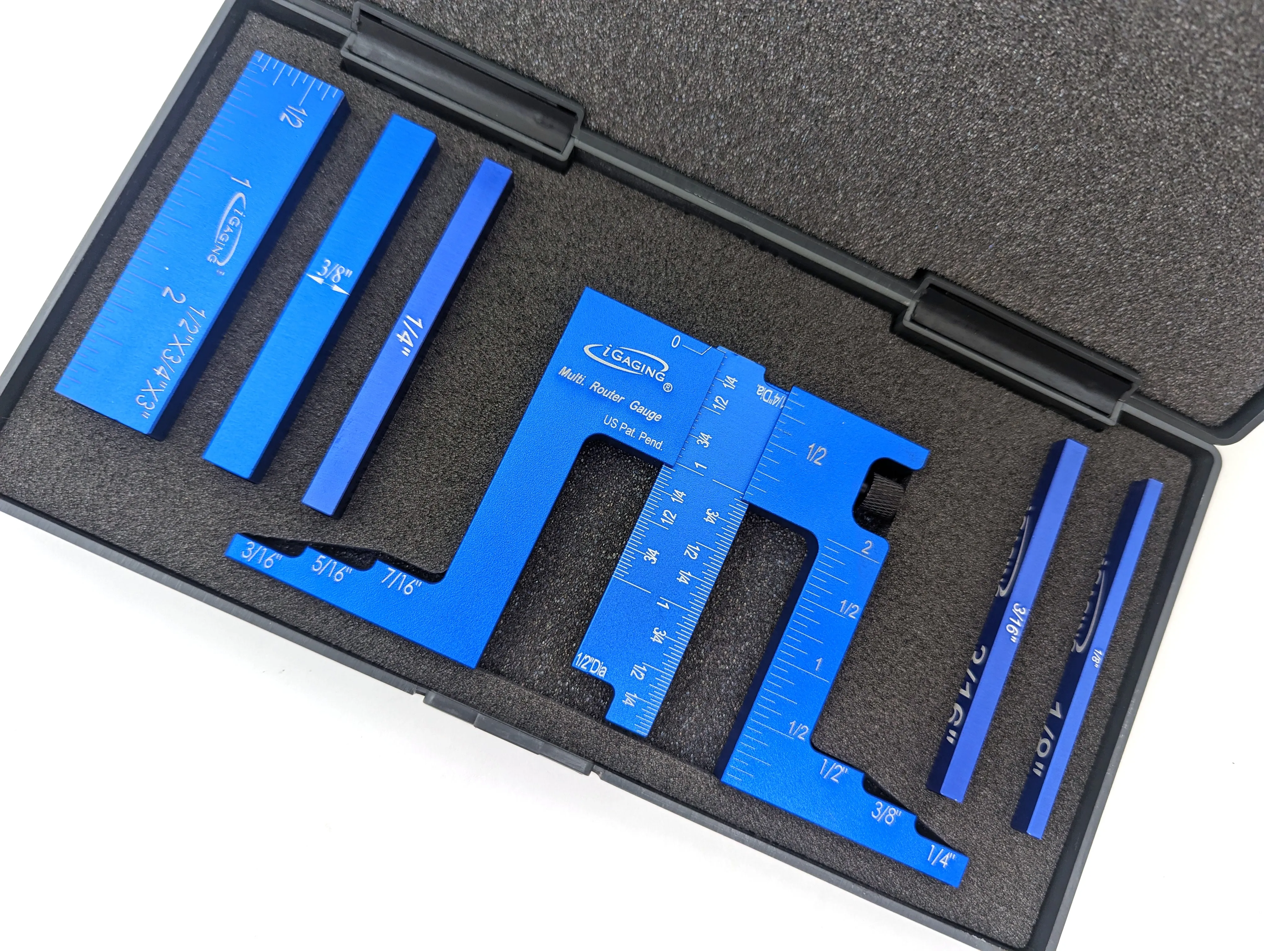 iGaging 2" Multi Adjustable Router Depth & Center Gauge Set with 5 Setup Blocks, 36-RG06