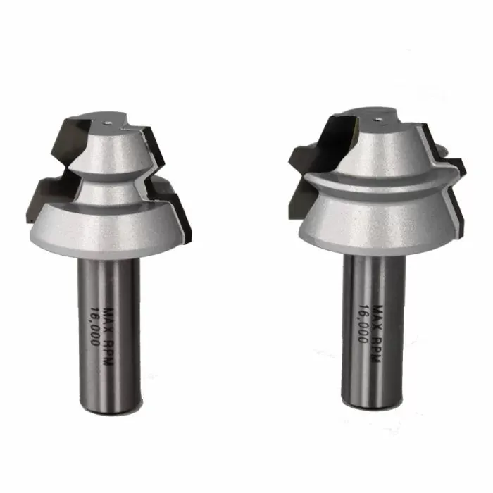 Infinity Tools 1/2" Shank 22.5° Lock Miter Router Bit Set w/ Setup Block