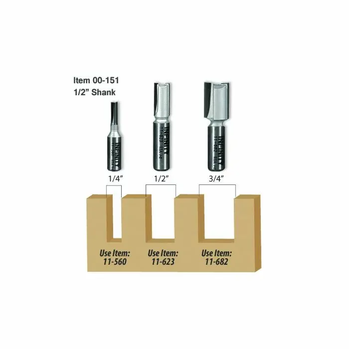 Infinity Tools 1/2" Shank 3-Pc. Plywood Dado Router Bit Set