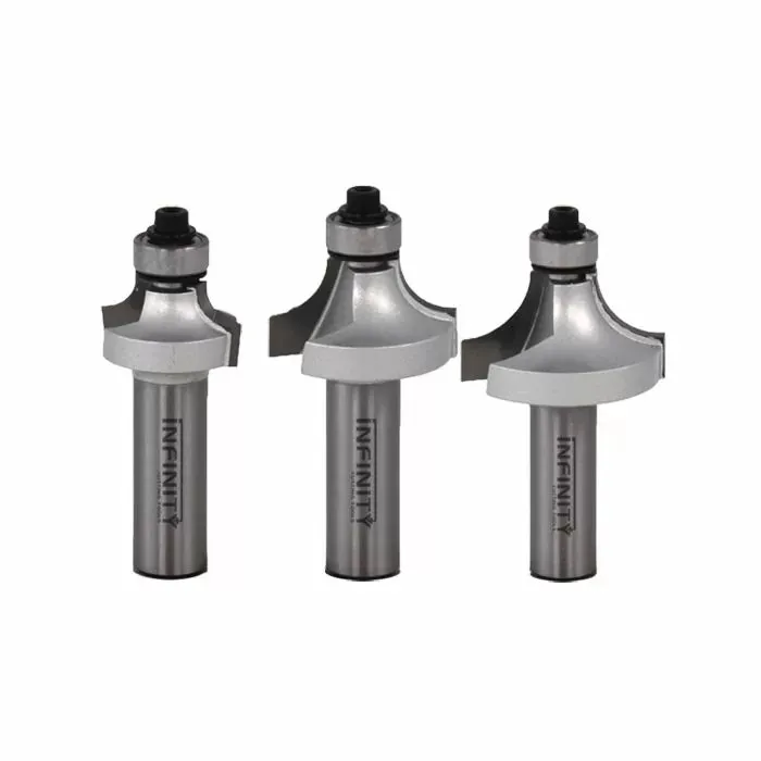 Infinity Tools 1/2" Shank 3-Pc. Roundover & Beading Router Bit Set