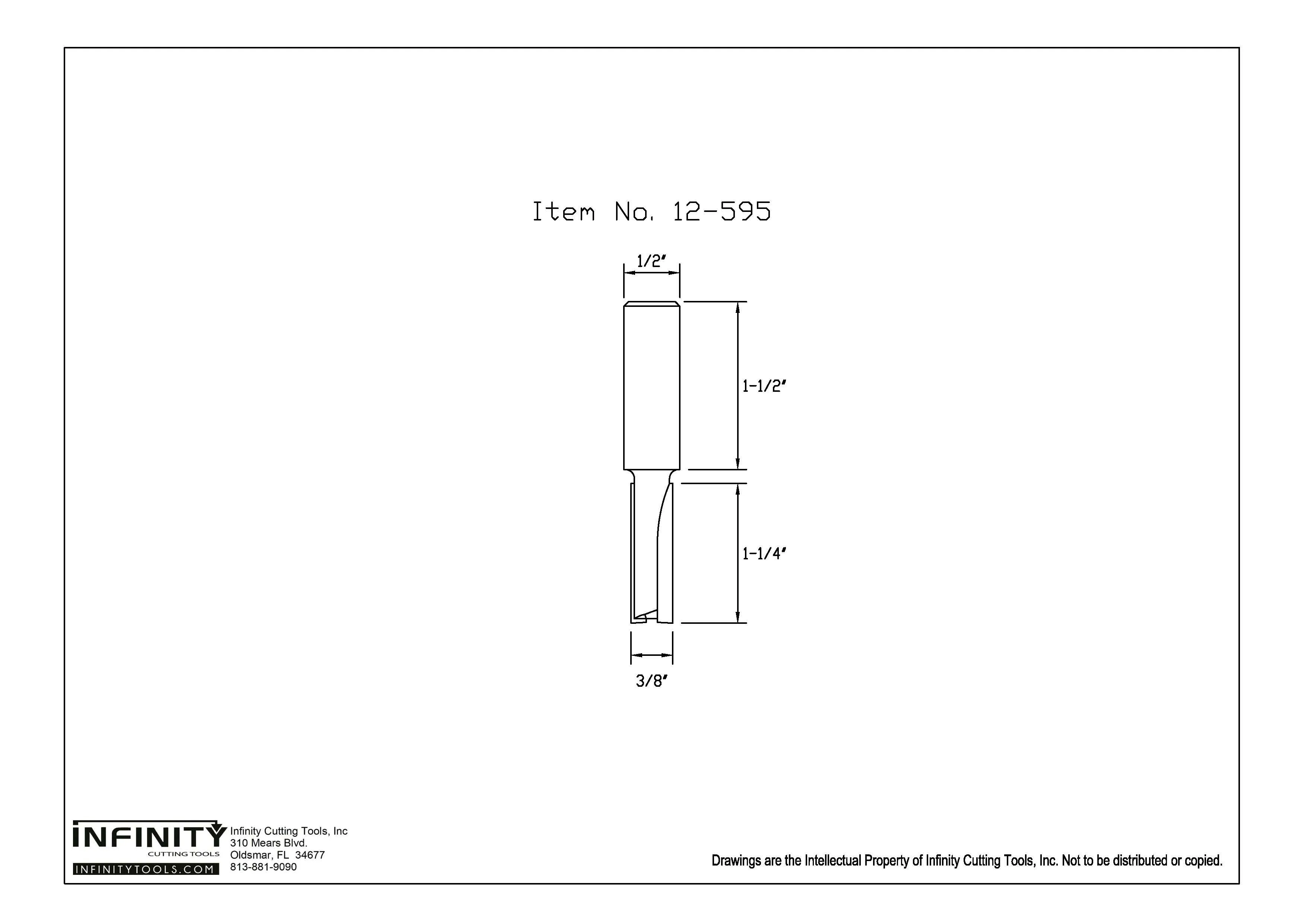 Infinity Tools 1/2" Shank 4-Pc. Extra Long Straight Router Bit Set