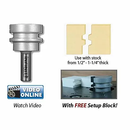 Infinity Tools 1/2" Shank Glue Joint Router Bit w/ Setup Block