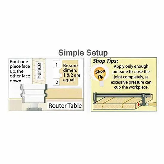 Infinity Tools 1/2" Shank Glue Joint Router Bit w/ Setup Block