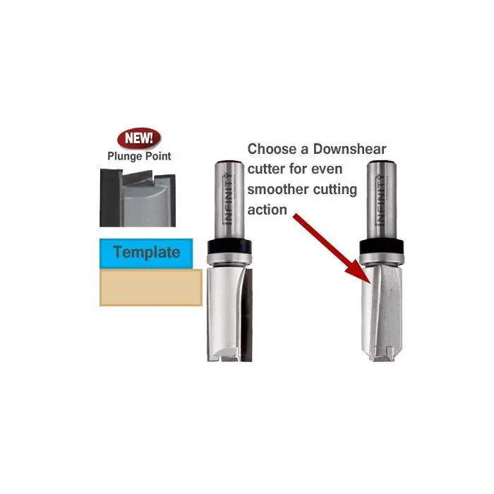 Infinity Tools 1/4" Shank Straight Router Bit w/ Plunge Point & Top Bearing