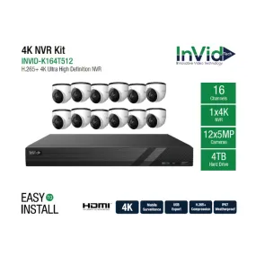 Invid INVID-K164T512 16 Channel NVR with 4 TB  (12) 5-Megapixel Cameras
