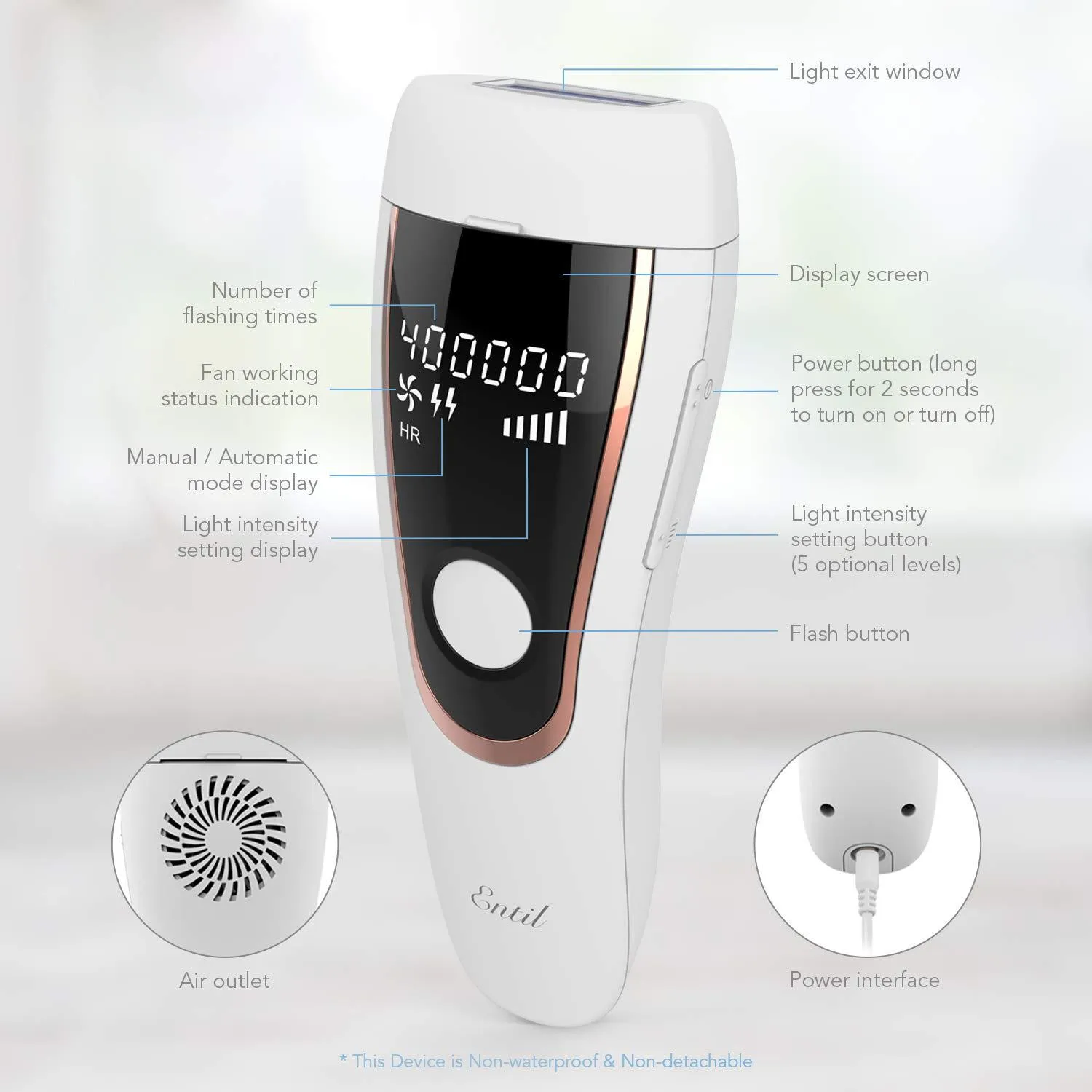 Laser Hair Removal for Women and Men, Hair Remover Permanent Painless 400,000 Flashes 2 Modes & 5 Light Intensity Settings, Whole Body Home Use