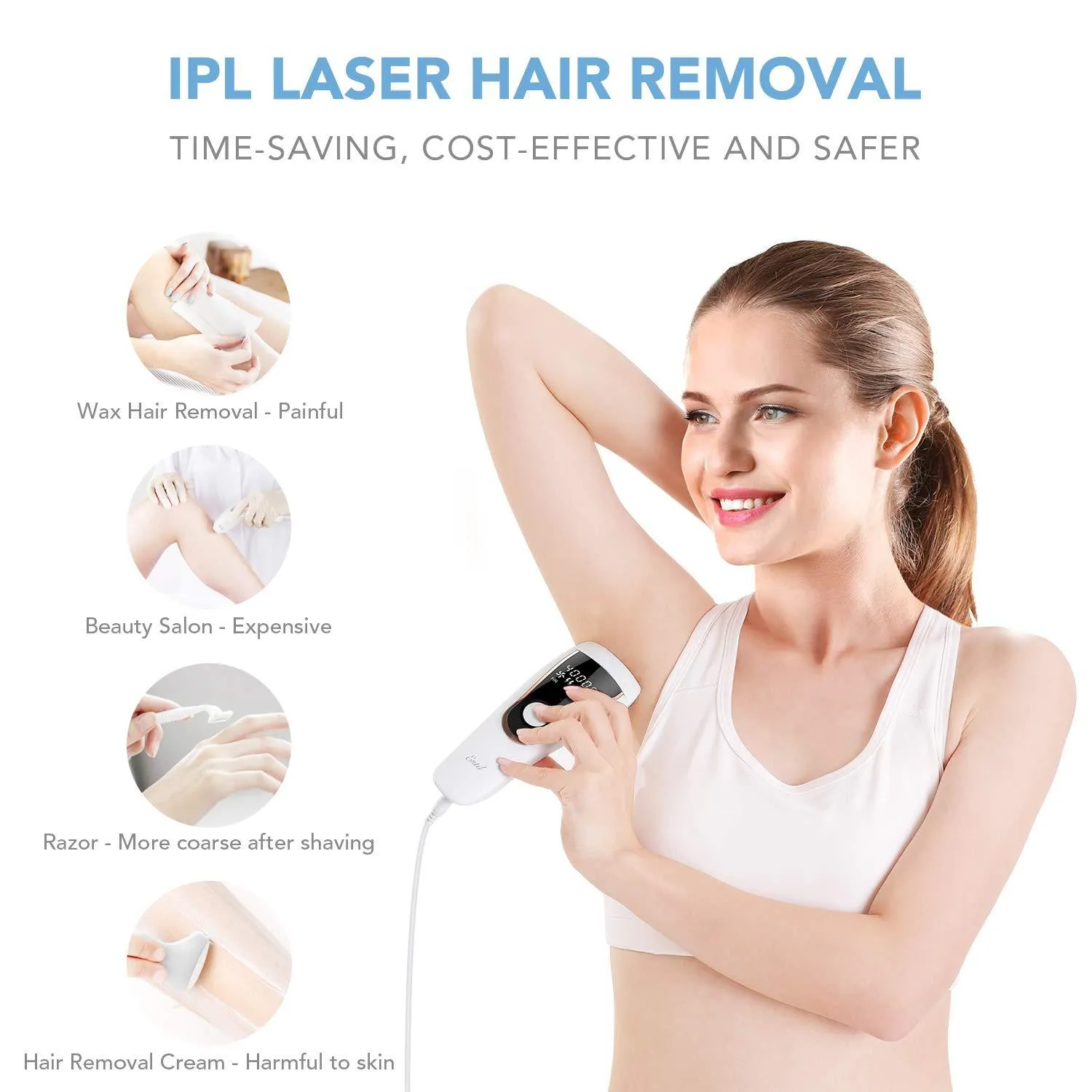 Laser Hair Removal for Women and Men, Hair Remover Permanent Painless 400,000 Flashes 2 Modes & 5 Light Intensity Settings, Whole Body Home Use