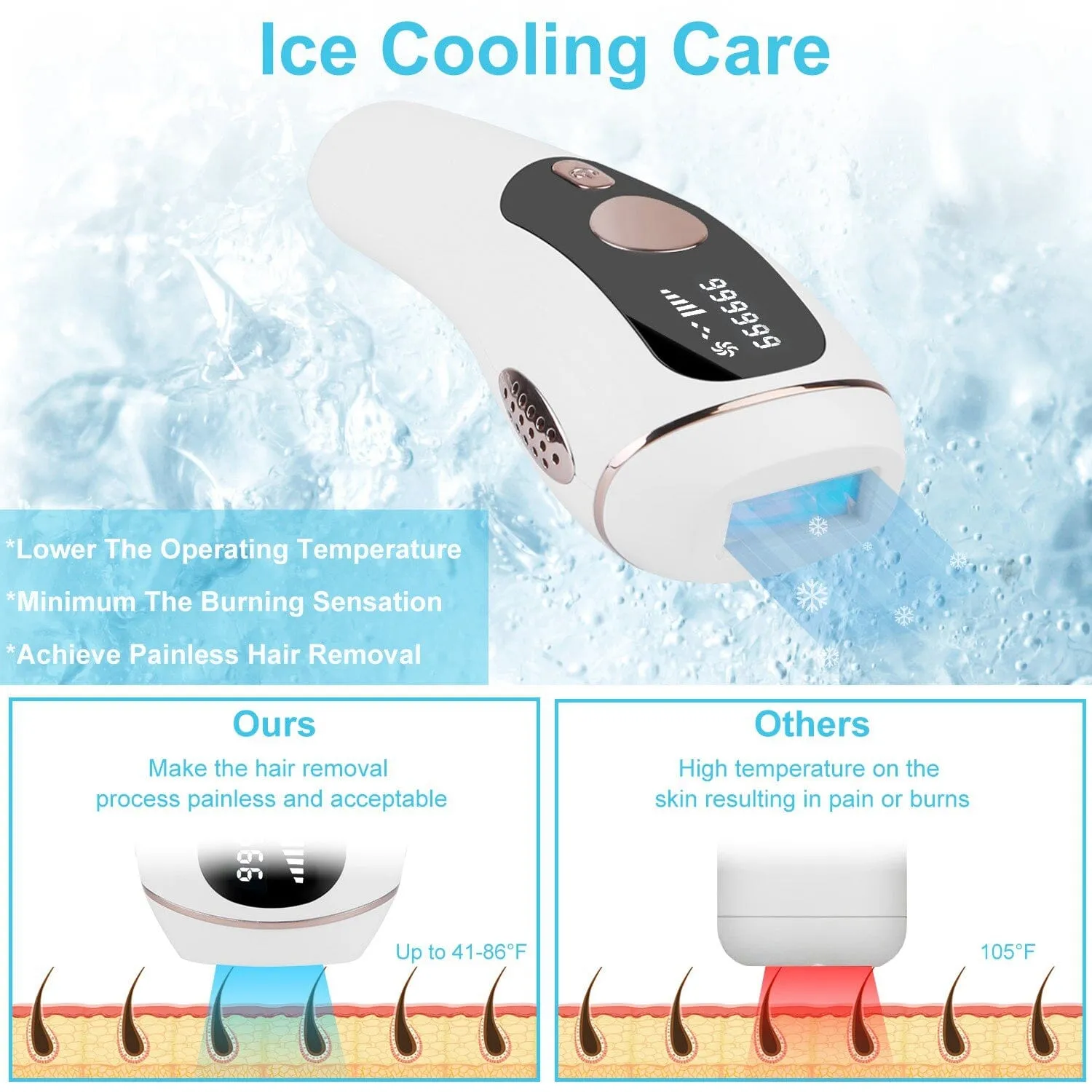Laser Hair Removal Ice Cooling Permanent IPL