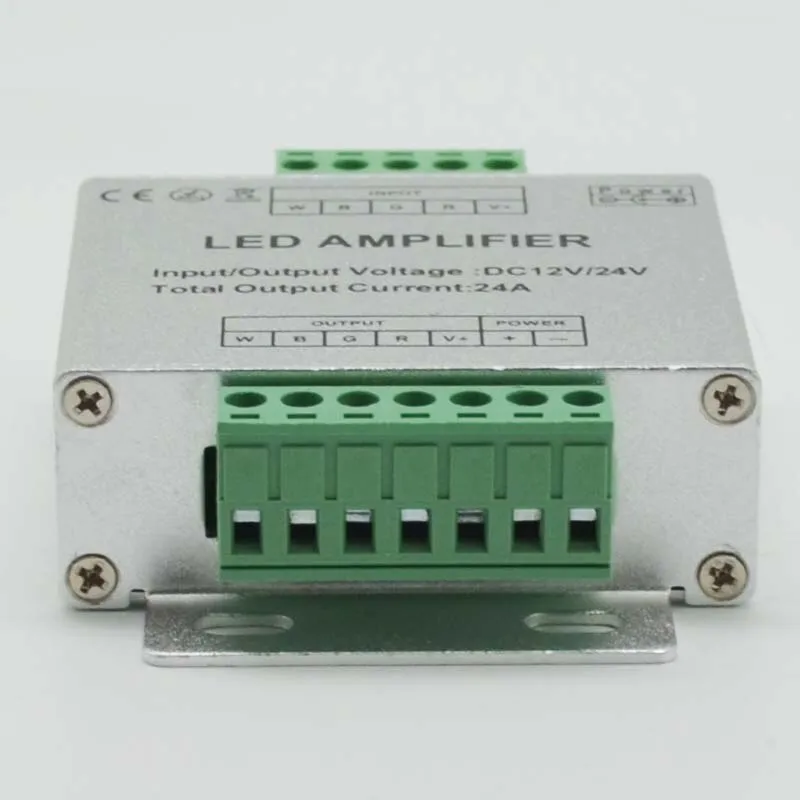LED RGBW Amplifier Aluminum shell 4CH amplifier 3528&5050 SMD RGB W LED Strip DC12V/DC24V Max 24A for Long Distance LED Projects