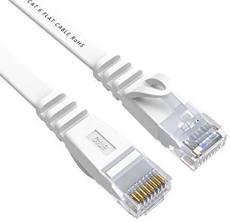 Lovicool CAT6 Ethernet Patch Cable 75ft White LAN Cable Flat Internet Computer Networking Cable High Speed Up to 10Gigabit Ethernet Cord with RJ45 Connector for Modem Switch Boxes Router PS4 Xbox 23m