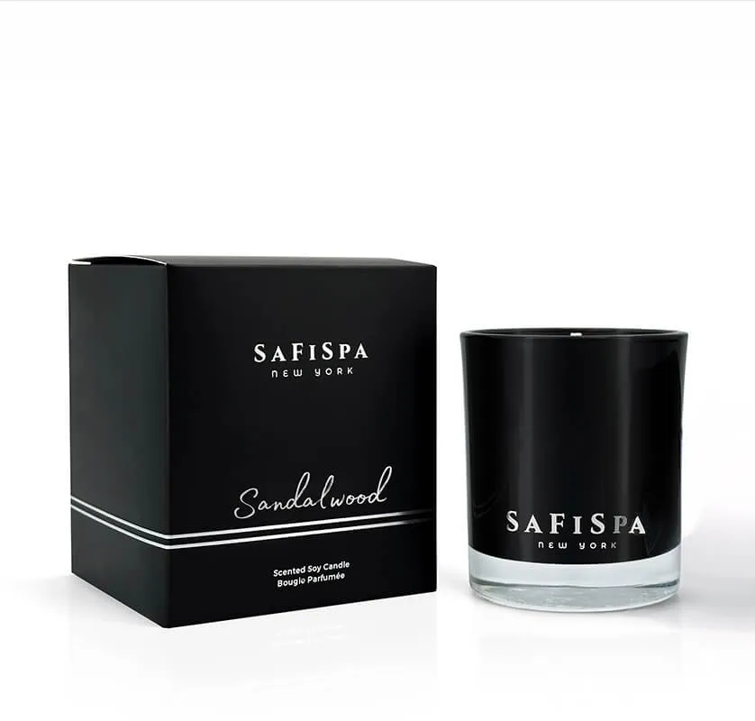 Luxury Sandalwood Soy Candle for Relaxation and Stress Relief | SaFiSpa