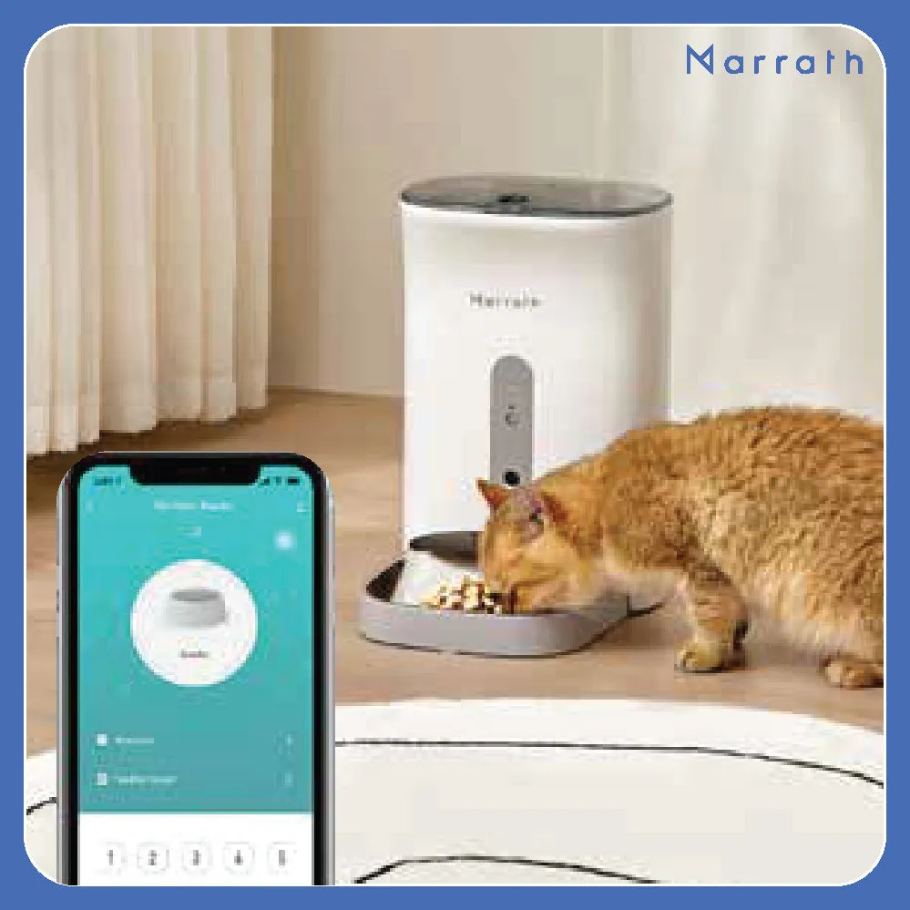 Marrath Smart Wi-Fi Automatic Pet Feeder with HD Camera and Two Way Audio