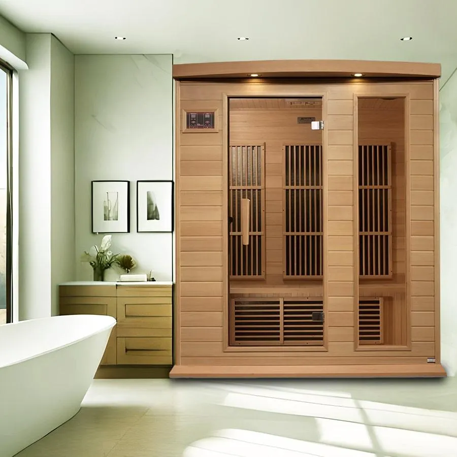 Maxxus 3 Person Low EMF FAR Infrared Sauna - Canadian Hemlock