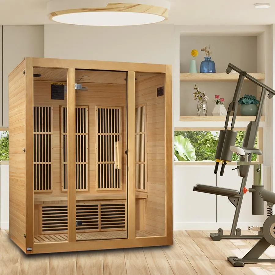 Maxxus "Bellevue" 3 person Low EMF FAR Infrared Sauna - Canadian Hemlock