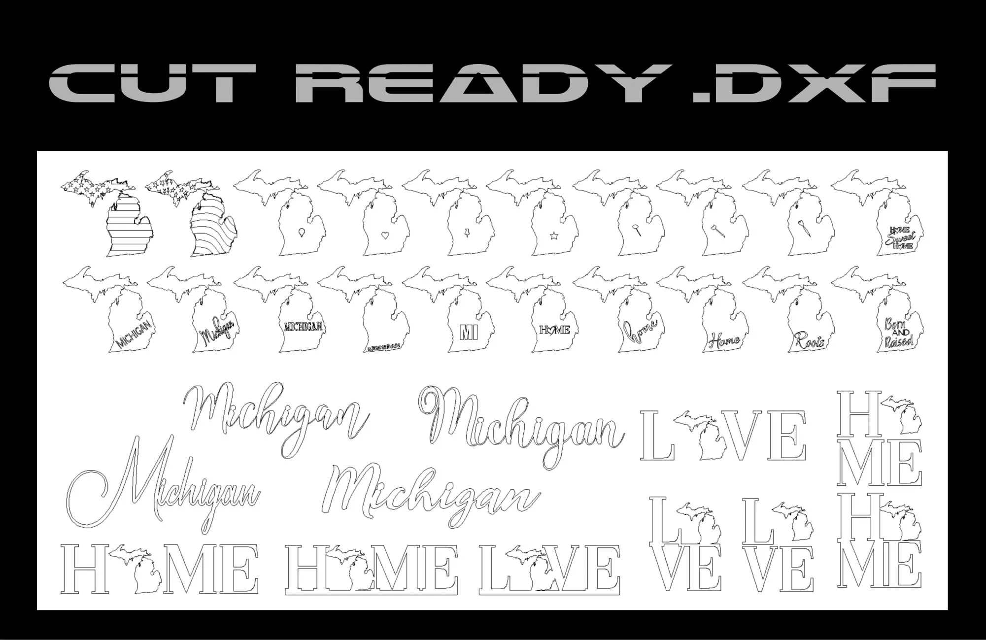 Michigan State Theme - DXF Cut Ready File Collection