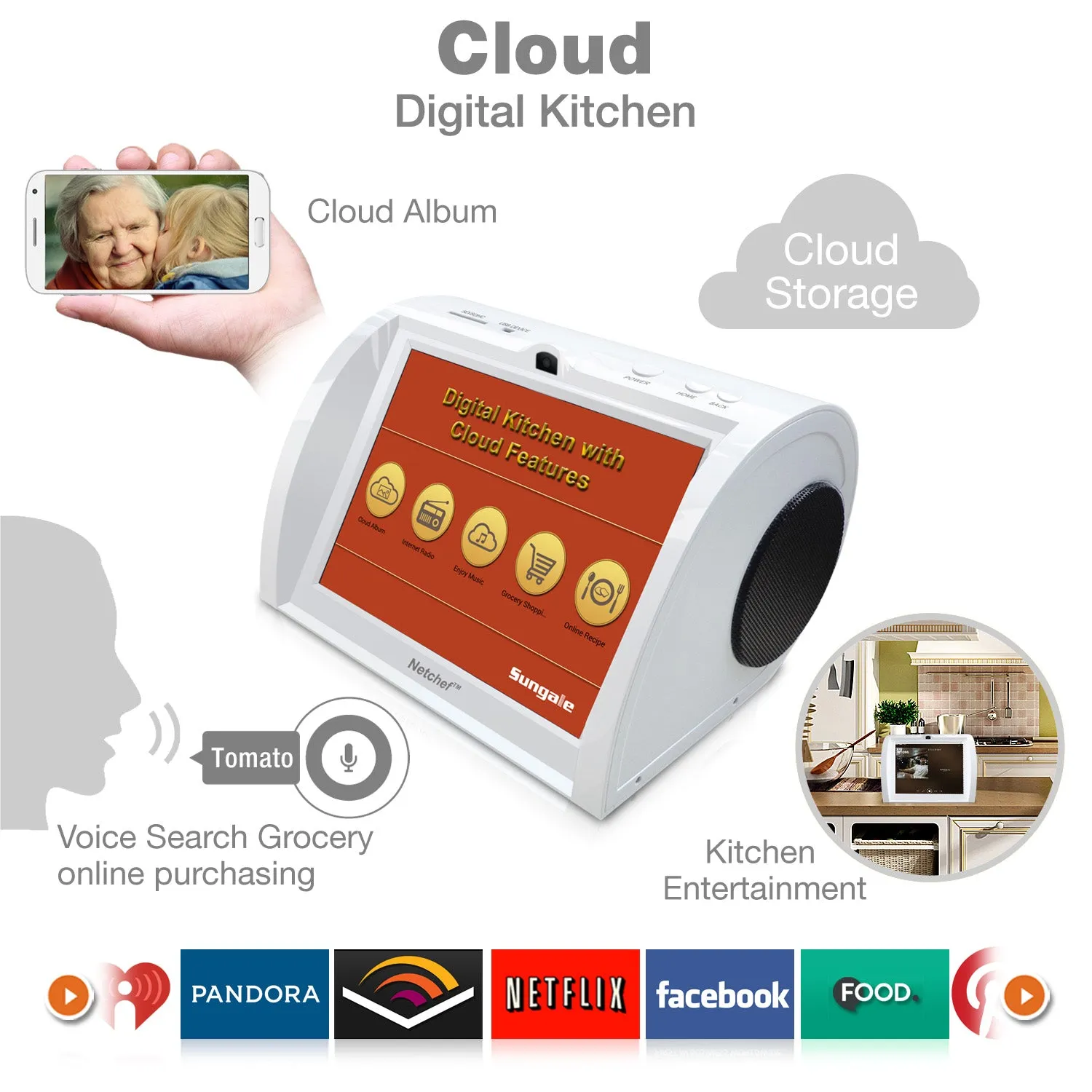 Model: NC850 - Kitchen Entertainment Radio w/ Music, Video   Recipes - Cloud Storage and Photo Sharing