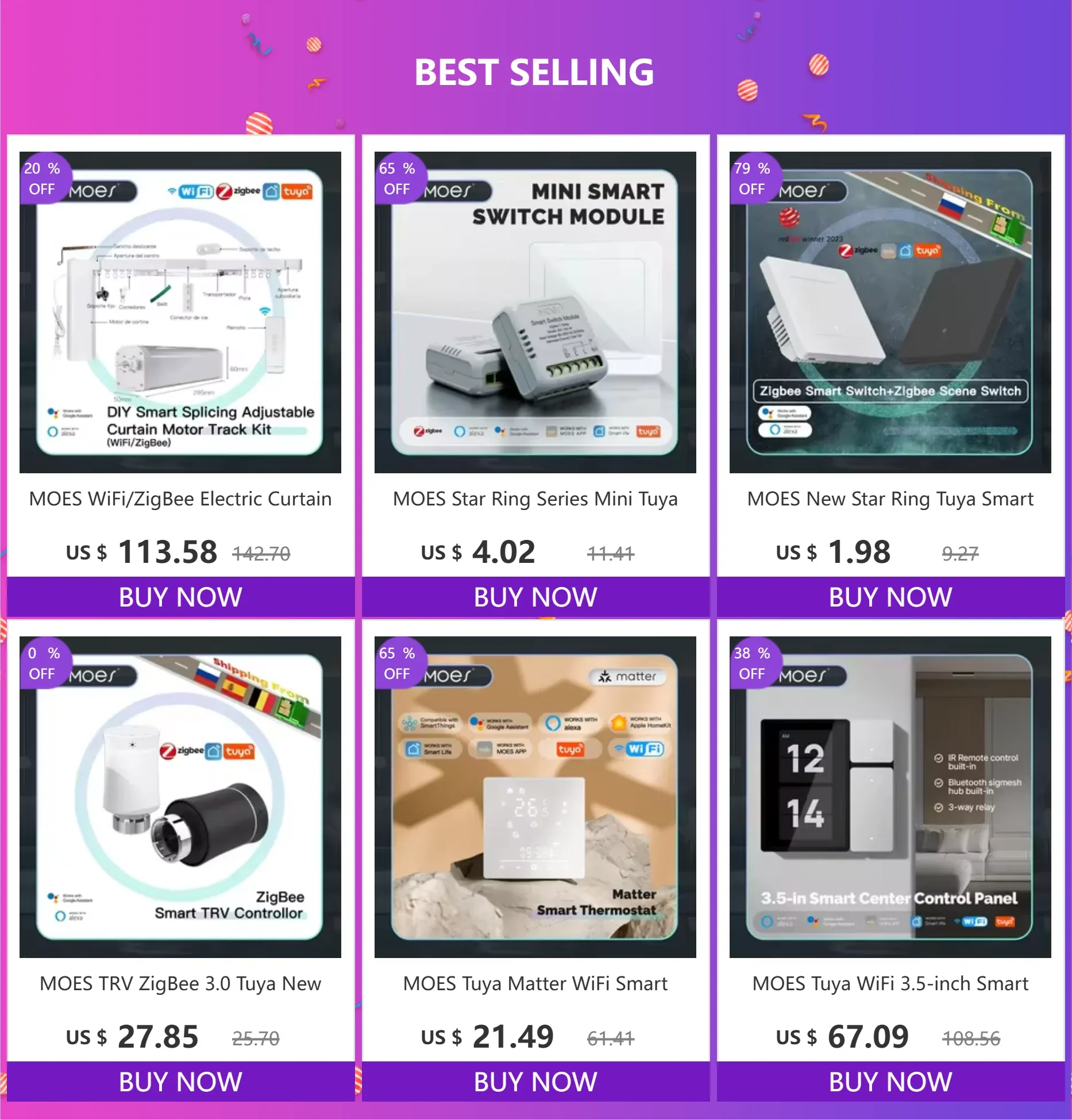 MOES Tuya ZigBee/BLE Smart Gateway Hub Smart Home Bridge Smart Life APP Wireless Remote Controller Works with Alexa Google Home