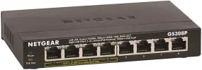 NETGEAR 8 PORT GIGA POE GS308 4 GIGA POE   4