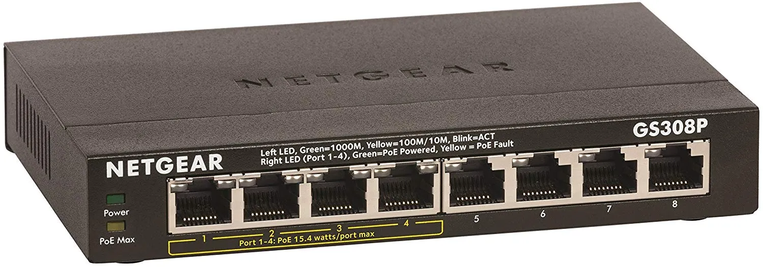 NETGEAR 8 PORT GIGA POE GS308 4 GIGA POE   4
