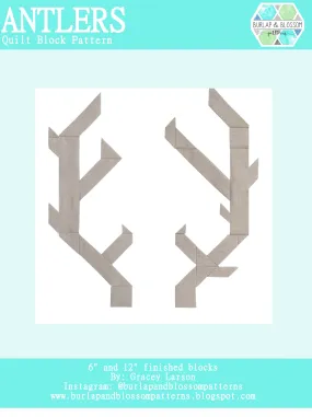 Pattern, Antlers Quilt Block by Burlap and Blossom (digital download)