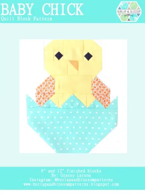 Pattern, Baby Chick Quilt Block by Burlap and Blossom (digital download)