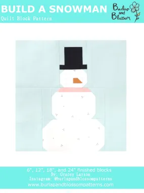 Pattern, Build A Snowman Quilt Block by Burlap and Blossom (digital download)