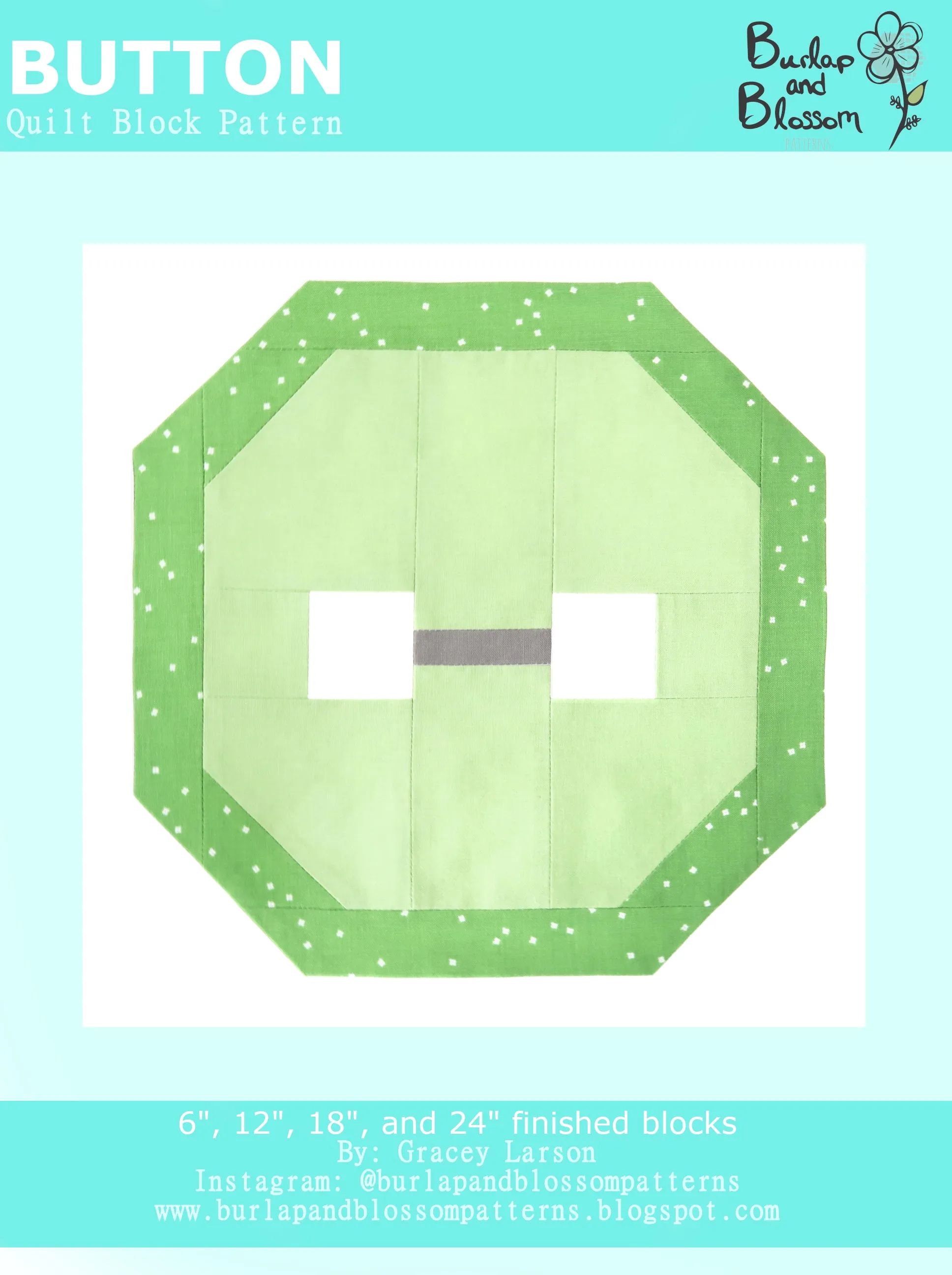 Pattern, Button Quilt Block by Burlap and Blossom (digital download)