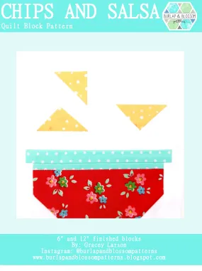 Pattern, Chips & Salsa Quilt Block by Burlap and Blossom (digital download)