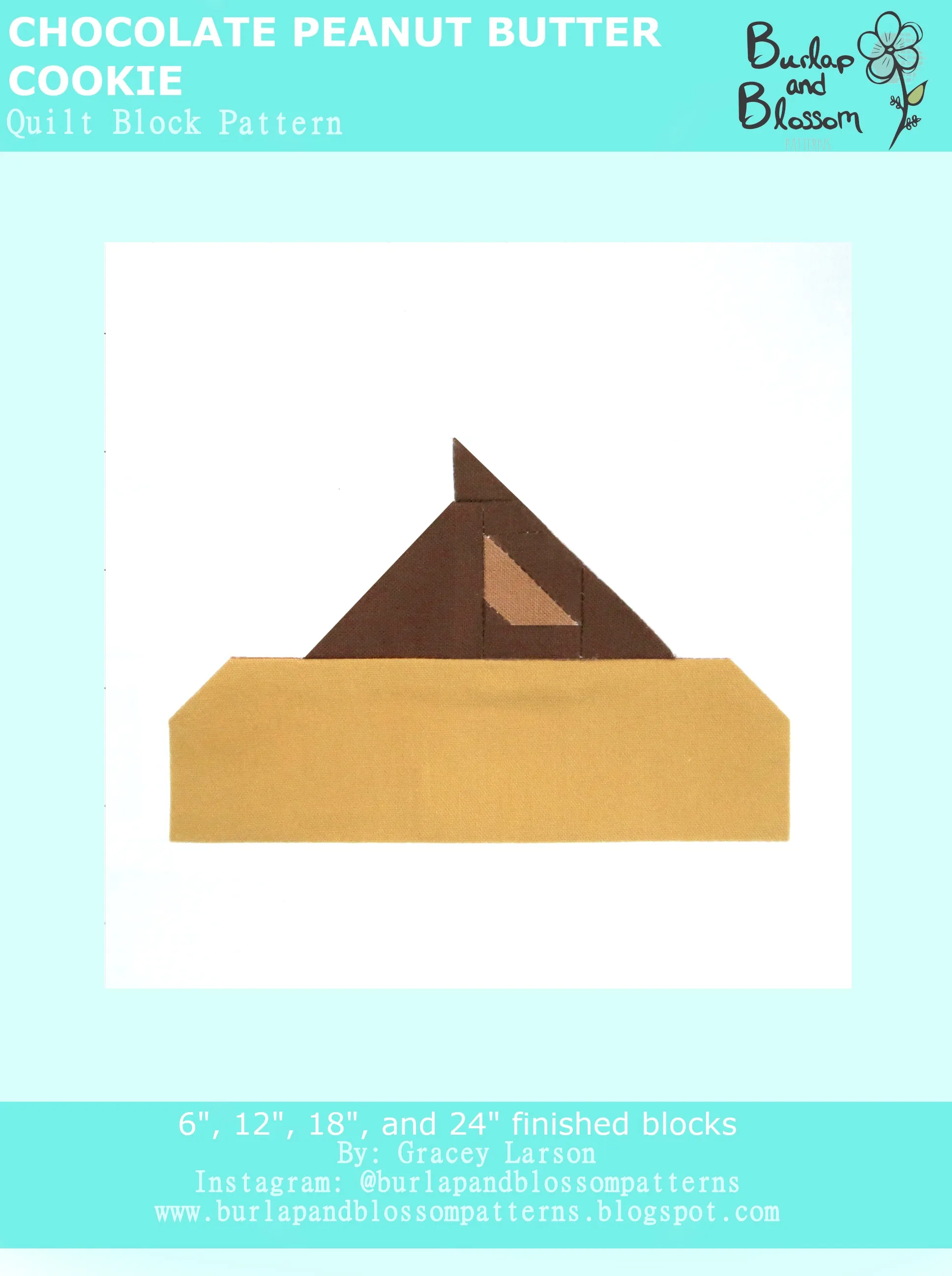 Pattern, Chocolate Peanut Butter Cookie Quilt Block by Burlap and Blossom (digital download)