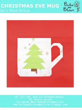 Pattern, Christmas Eve Mug Quilt Block by Burlap and Blossom (digital download) Pattern, Christmas Eve Mug Quilt Block by Burlap and Blossom (digital download)