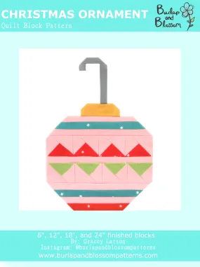 Pattern, Christmas Ornament Quilt Block by Burlap and Blossom (digital download)