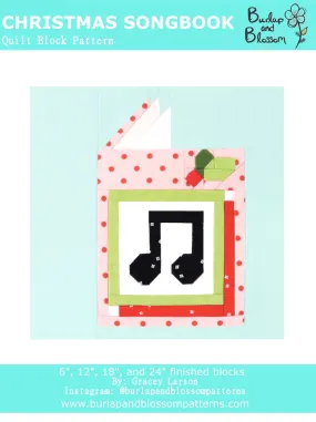 Pattern, Christmas Songbook Quilt Block by Burlap and Blossom (digital download)