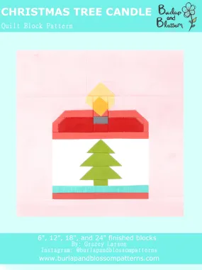 Pattern, Christmas Tree Candle Quilt Block by Burlap and Blossom (digital download)