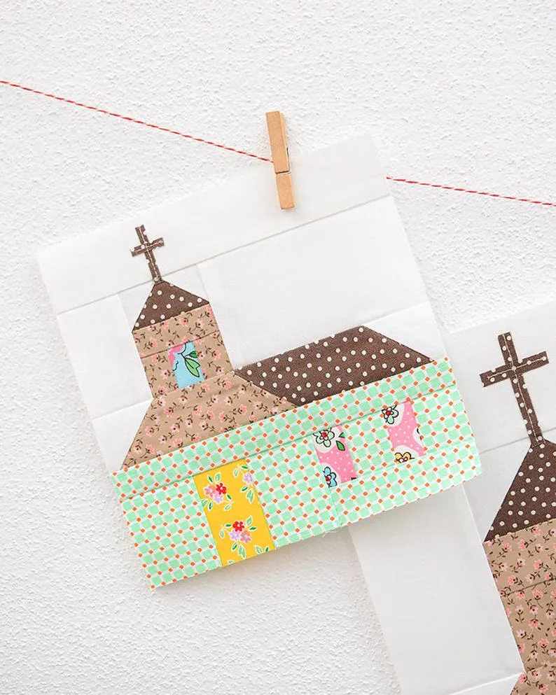 Pattern, Church (with Cross) Quilt Block by Ellis & Higgs (digital download)
