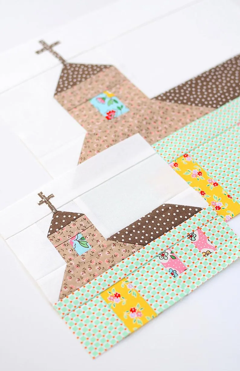 Pattern, Church (with Cross) Quilt Block by Ellis & Higgs (digital download)