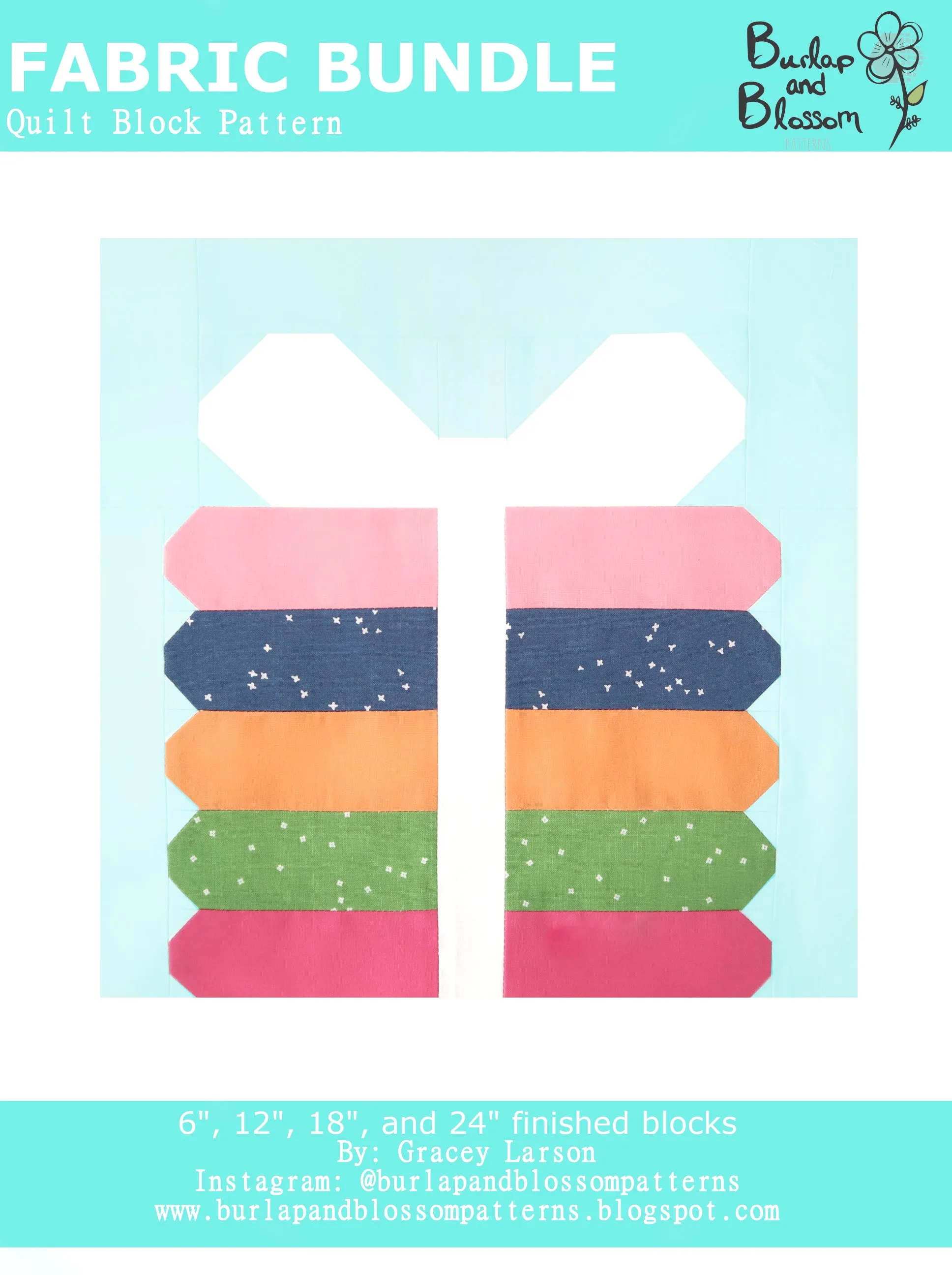 Pattern, Fabric Bundle Quilt Block by Burlap and Blossom (digital download)