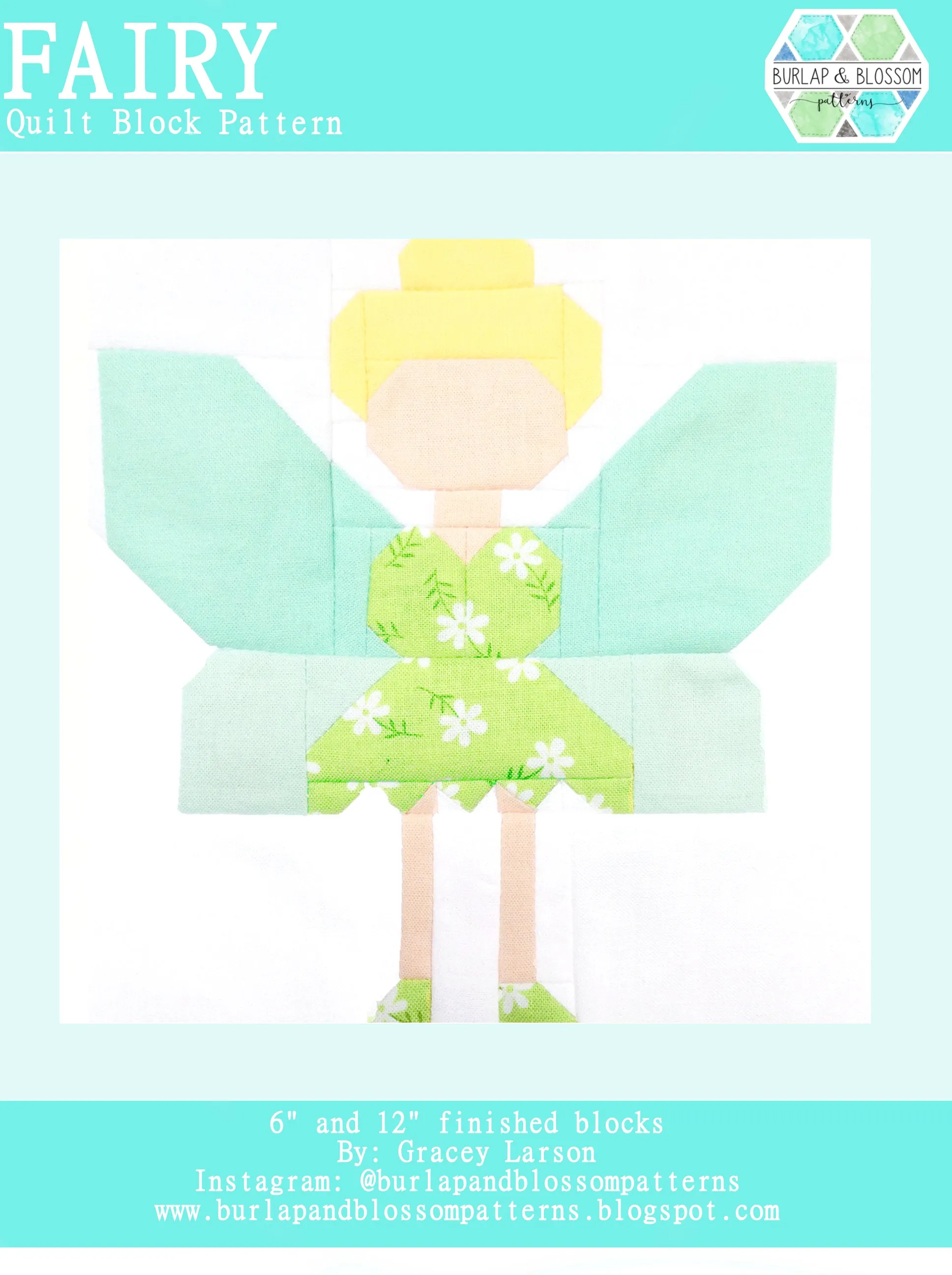 Pattern, Fairy Quilt Block by Burlap and Blossom (digital download)