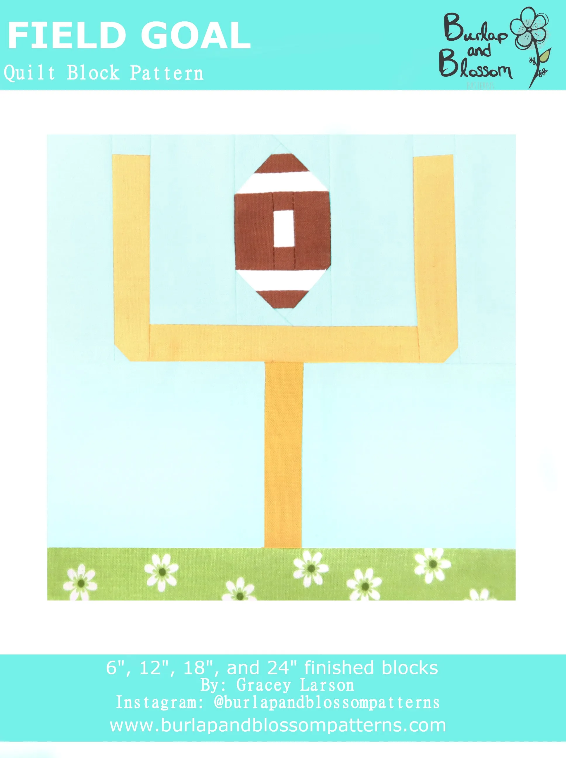 Pattern, Field Goal Quilt Block by Burlap and Blossom (digital download)