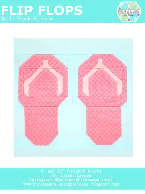 Pattern, Flip Flops Quilt Block by Burlap and Blossom (digital download)