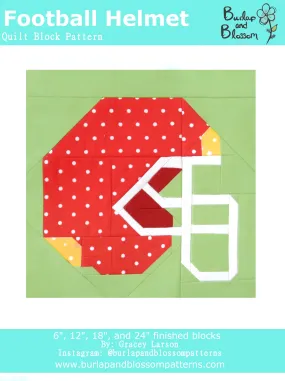 Pattern, Football Helmet Quilt Block by Burlap and Blossom (digital download)