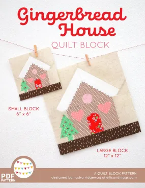Pattern, Gingerbread House Quilt Block by Ellis & Higgs (digital download)
